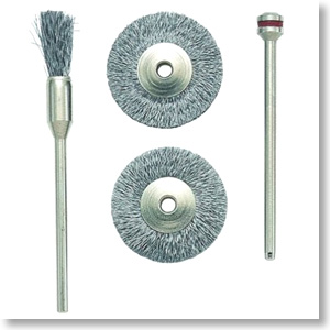 ワイヤーブラシ 3個セット シャフト付 (工具)