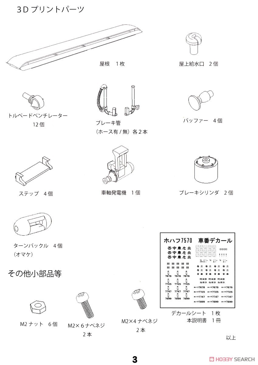 *Bargain Item* 1/80(HO) J.G.R. HOHAFU7570 (NAHAFU14100) Paper Kit (Unassembled Kit) (Model Train) 設計図2