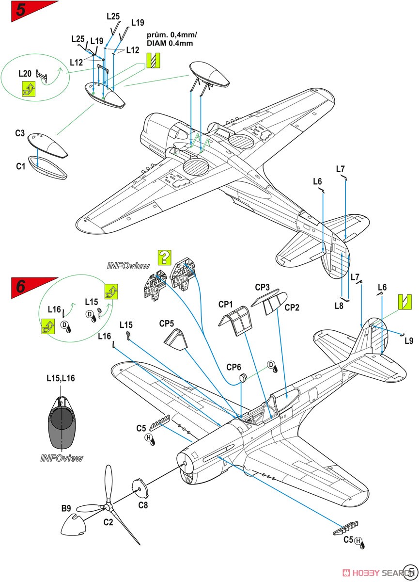 P-40F/L ウォーホーク `マーリンエンジン搭載ホーク` (プラモデル) 設計図4 モーダル