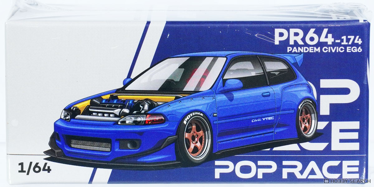★特価品 PANDEM CIVIC EG6 METALLIC BLUE WITH OPEN HOOD (ミニカー) パッケージ1