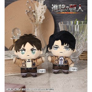 進撃の巨人 リヴァイ エレン グッズ セット フィギュア マスコットなど 進撃の巨人 ちょこんと! ぬいぐるみマスコットセット エレン