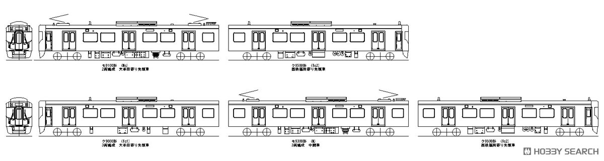 1/80(HO) Nishitetsu Type 9000 Two Car Formation Kit (2-Car Unassembled Kit) (Model Train) その他の画像1