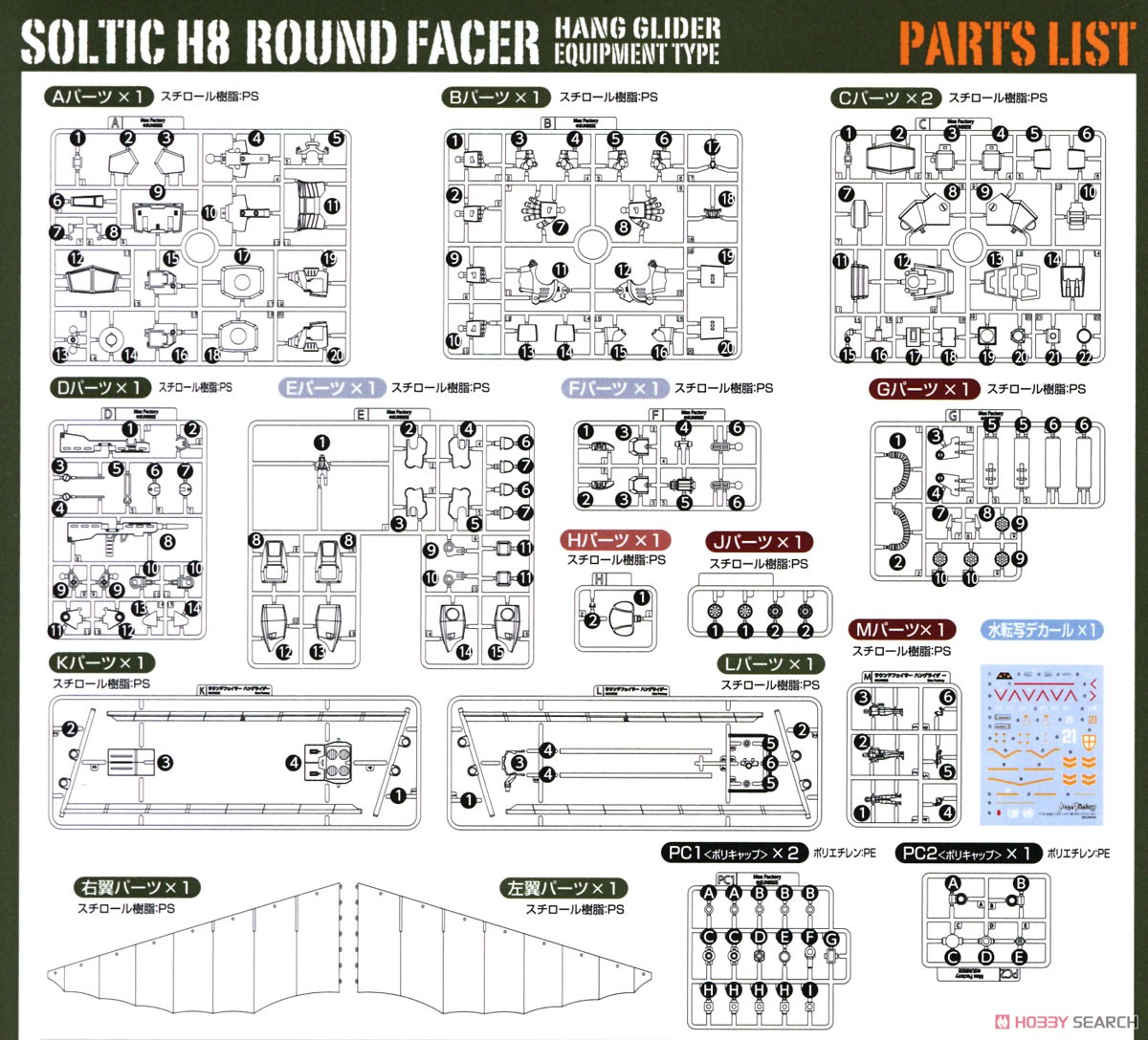 Soltic H8 Roundfacer Hang Glider Equipment Type (Plastic model) 設計図9 Modal