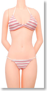 Swim wear / Border Bikini (Pink) (Fashion Doll)