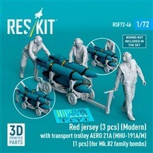 Reskit Red Jersey (3 pcs) (Modern) with Transport Trolley AERO 21A (MHU-191A/M) (for Mk.82 Family Bombs) (Plastic model)