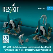 PBY-5/OA-10A カタリナ エンジン点検 作業台 (2台)w/整備兵 (5体) (アカデミー用) (プラモデル)