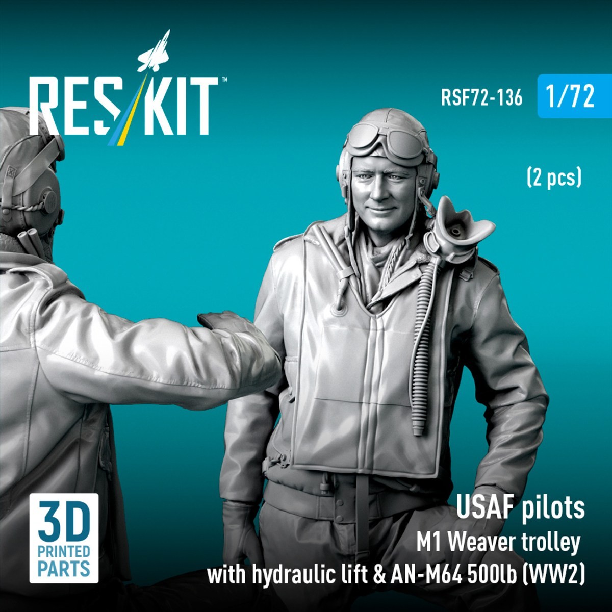 WW.II 米陸軍空軍パイロット (2体) w/M1 爆弾運搬車 & AN-M64爆弾 (プラモデル) その他の画像2