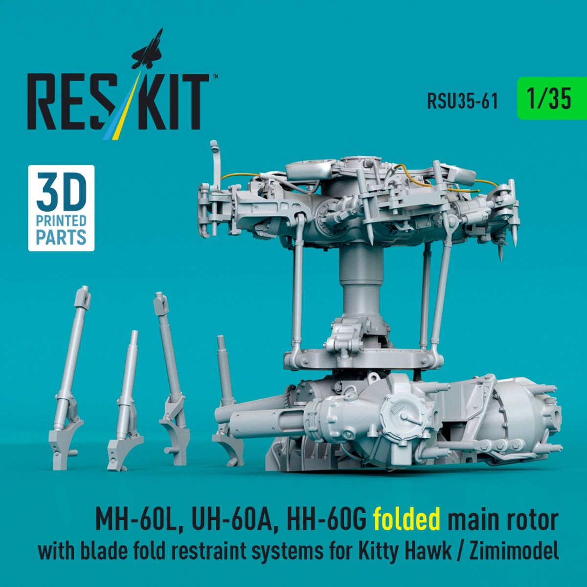 MH-60L/UH-60A/HH-60G ローターハブ (折畳み状態)w/固定金具 (キティーホーク/Zimiモデル用) (プラモデル) その他の画像2