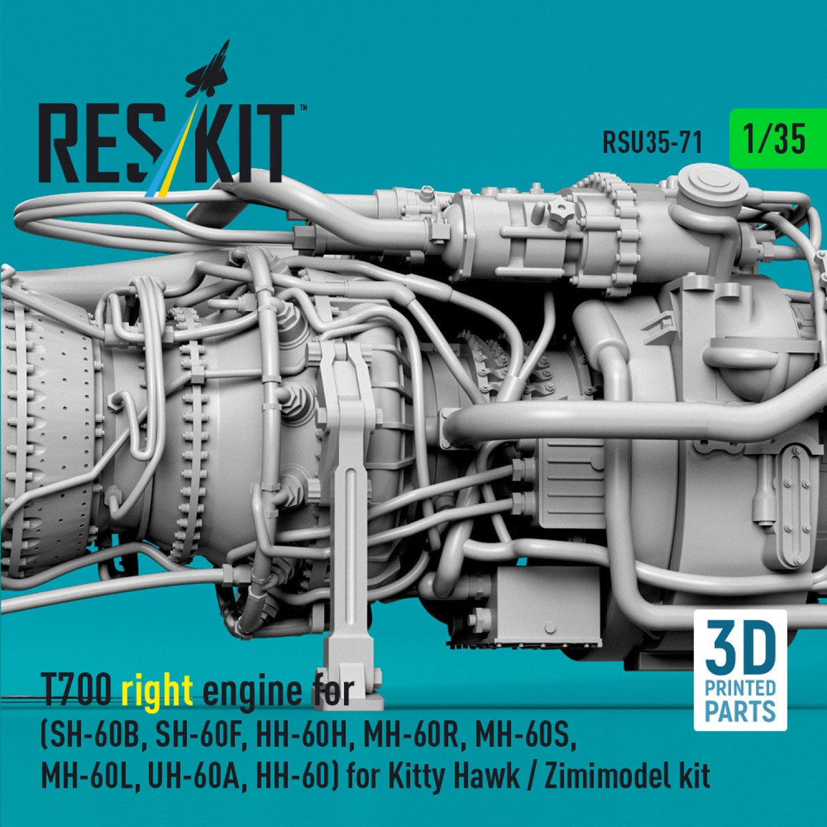 H-60シリーズ用T700エンジン (右) (キティーホーク/Zimiモデル用) (プラモデル) その他の画像3