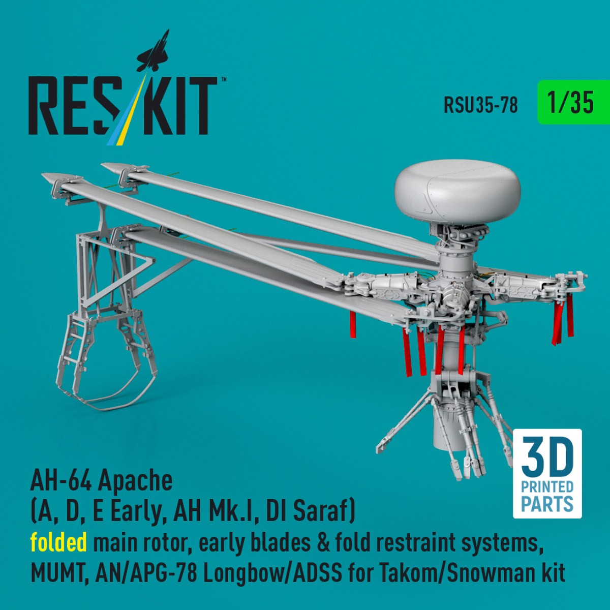 AH-64A/D/E (初期) ローター (初期ローター・ブレード、折畳み状態) w/固定金具、MUMT、AN/APG-78、ADSS (タコム/スノーマン用) (プラモデル) その他の画像1