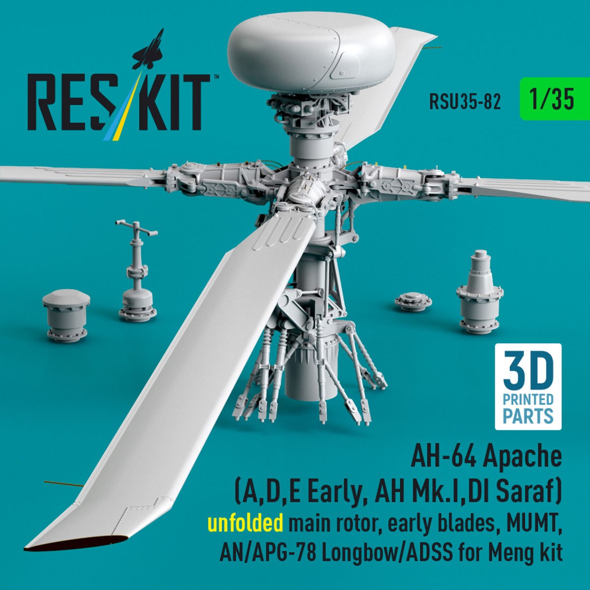 AH-64A/D/E (初期) ローター (初期ローター・ブレード、展開状態) w/MUMT、AN/APG-78、ADSS (モンモデル用) (プラモデル) その他の画像2