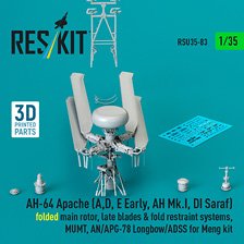 AH-64A/D/E (初期) ローター (初期ローター・ブレード、折畳み状態) w/固定金具、MUMT、AN/APG-78、ADSS (モンモデル用) (プラモデル)