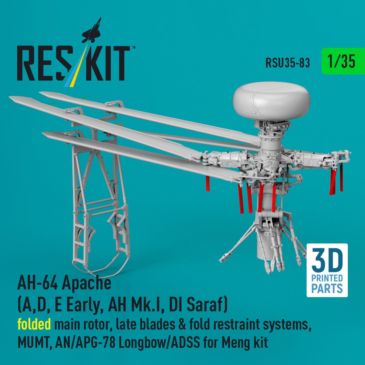 AH-64A/D/E (初期) ローター (初期ローター・ブレード、折畳み状態) w/固定金具、MUMT、AN/APG-78、ADSS (モンモデル用) (プラモデル) その他の画像1
