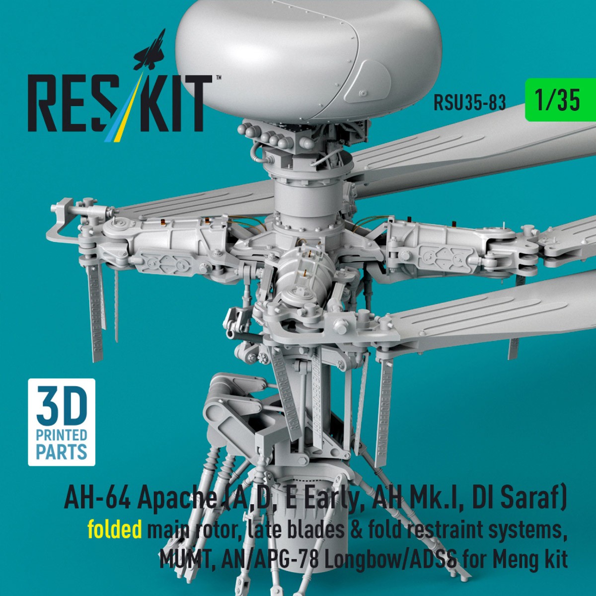 AH-64A/D/E (初期) ローター (初期ローター・ブレード、折畳み状態) w/固定金具、MUMT、AN/APG-78、ADSS (モンモデル用) (プラモデル) その他の画像3