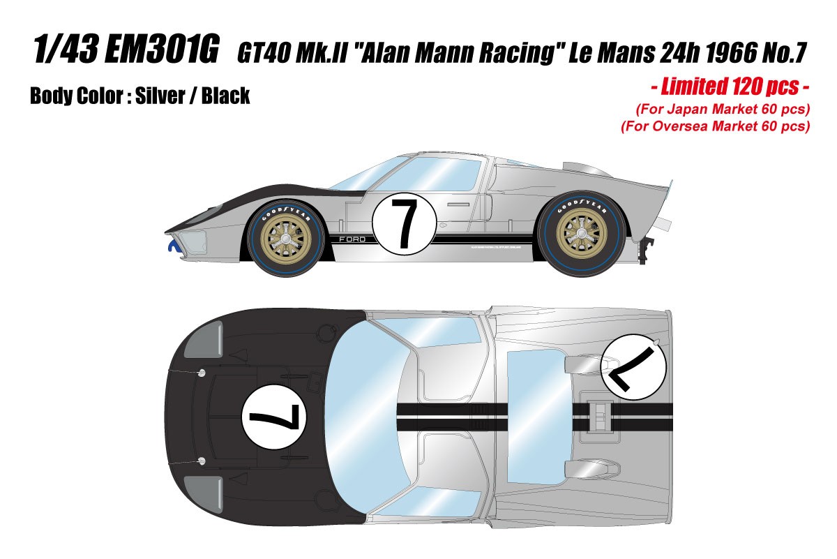 GT40 Mk.II `Alan Mann Racing` Le Mans 24h 1966 `アランマンレーシングチーム` No.7 シルバー/ブラック (ミニカー) その他の画像1