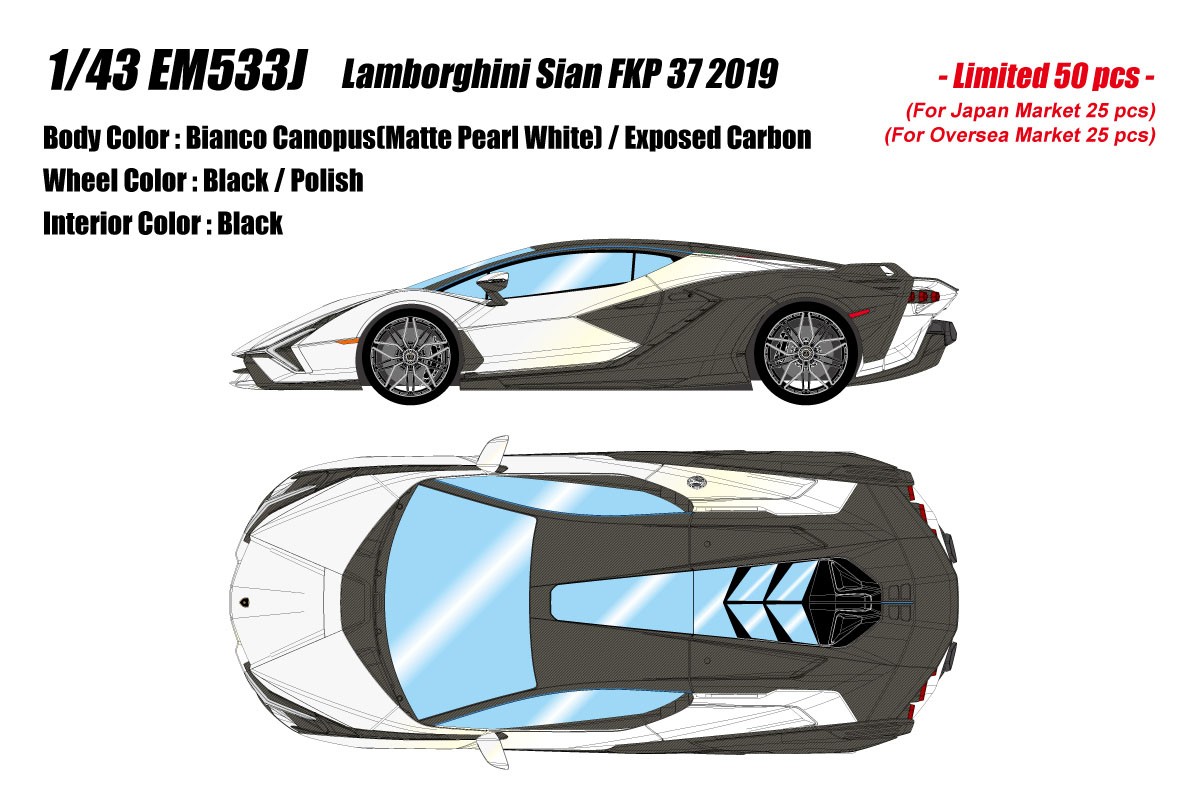 Lamborghini Sian FKP 37 2019 ビアンコカノプス/エクスポーズドカーボン (ミニカー) その他の画像1