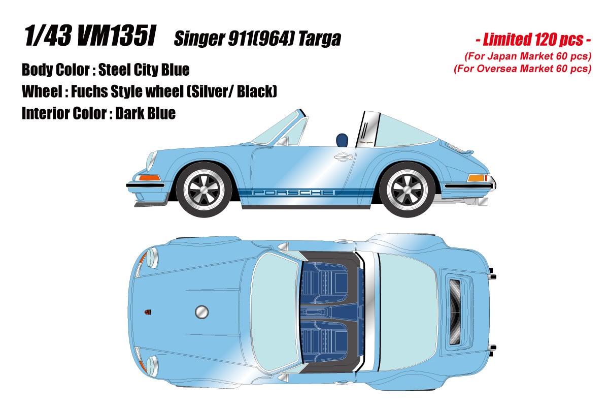 Singer 911(964) Targa スチールシティブルー (ミニカー) その他の画像1
