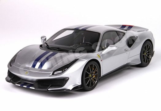 Ferrari 488 Pista - metal diecast - full open Argento Nurburgring