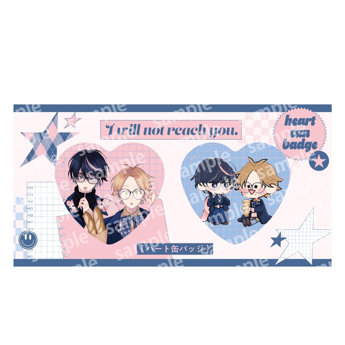 ハート缶バッジセット PINK/NAVY TRAD. CLUB ver. 君には届かない