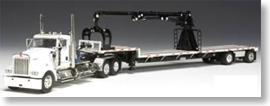 KW Day Cabトレーラー ブームアーム付き 1/64 KW Day Cabトレーラー (ホワイト/ブラックステップデッキ/ブラック