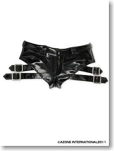 50cm Side Belt Short Pants (Enamel Leather Black) (Fashion Doll)