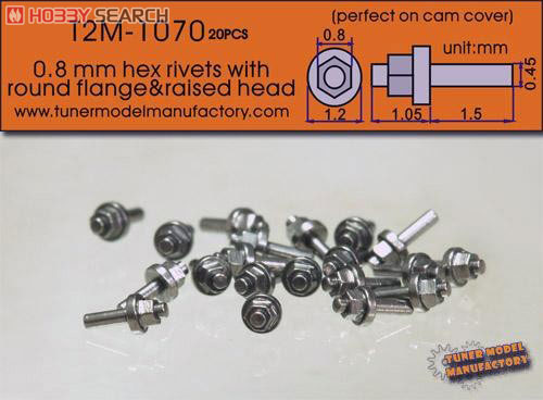 0.8mm hex rivets with round flange and raised head (20pcs) (Model Car ...