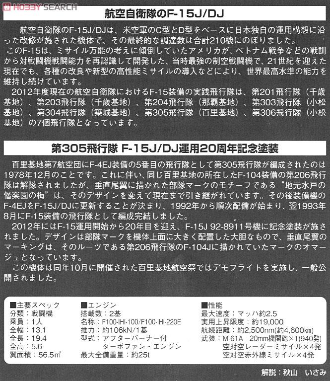 F15J 305th Fighter Squadron (Hyakuri 20th anniversary) (Plastic model) 解説1