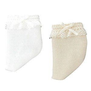 Kinoko Planet [Lace & Ribbon Socks Set] (White/Beige) (Fashion Doll)