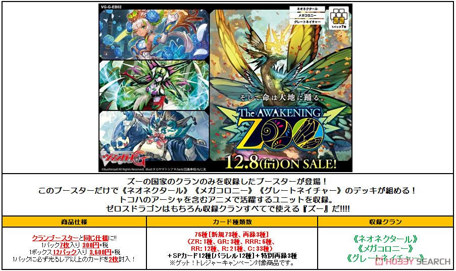 ヴァンガードG エクストラブースター The AWAKENING ZOO BOX