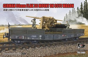German 50T Type Ssys Schwerer Platformwagen w/88mm FlaK36 (Plastic model)
