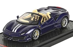 フェラーリ 488 ピスタ スパイダー メタリックブルー/シルバーストライプ (ミニカー)