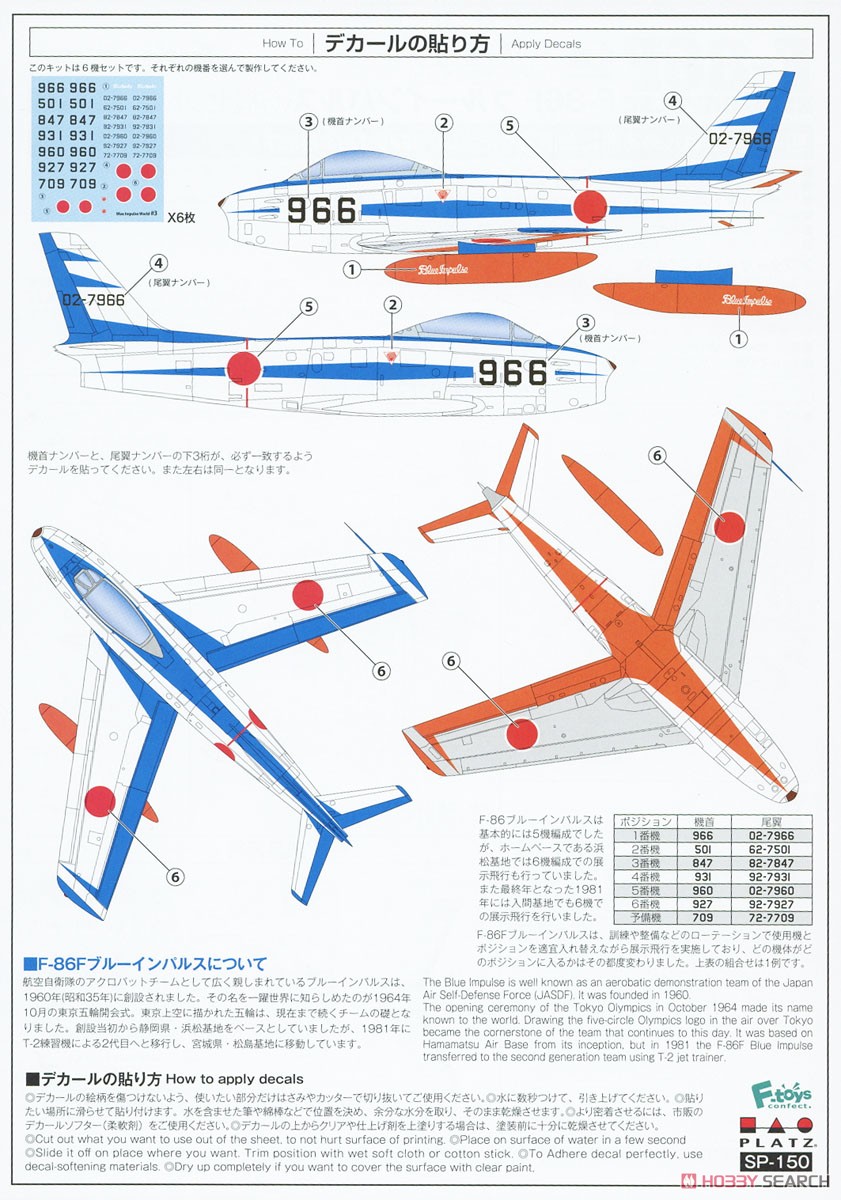 F-86 ブルーインパルス 6機セット 塗装済みキット (プラモデル
