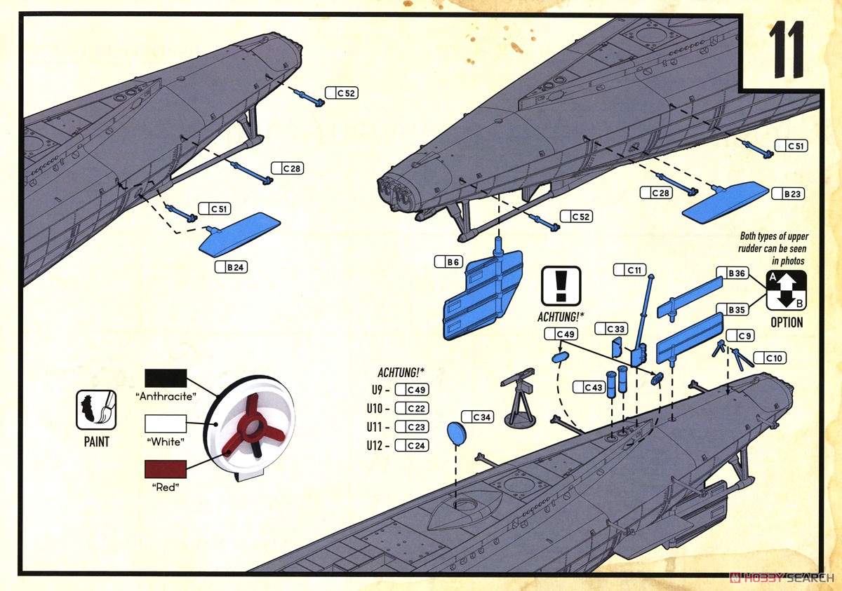 U-Boat SM U-9 German WWI Petroleum-Electric U-Boat (Plastic model) 設計図8 Modal