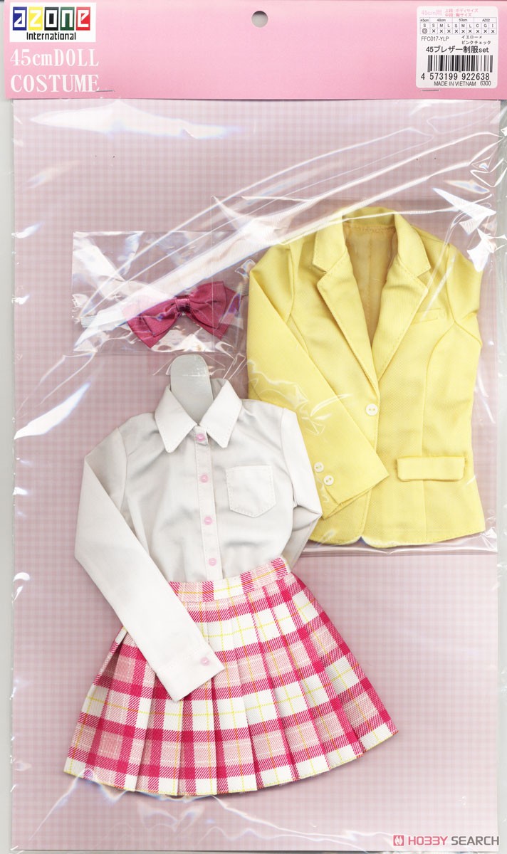 45 ブレザー制服set (イエロー×ピンクチェック) (ドール) 商品画像2