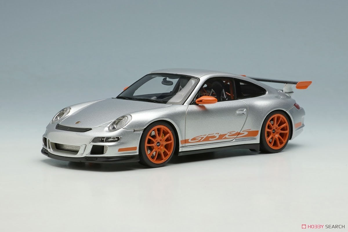 Porsche 911 (997) GT3 RS 2007 Arctic Silver/Orange Livery Diecast