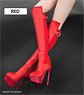 1/6 High-heeled Boots for Women Red (Fashion Doll)