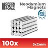 Neodymium Magnets 3x2mm - 100 Units (N35) (Material)
